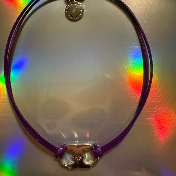 Tory Burch Purple Cord Bracelet with Silver Charm - Embrace Ambition! - Picture 4 of 4